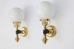 Brass fire hand wall sconce style Maison Jansen Vereinigte Werkstätten Set of 2