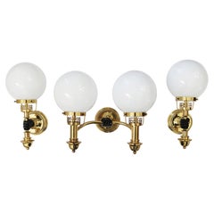 Brass fire hand wall sconce style Maison Jansen Vereinigte Werkstätten Set of 3