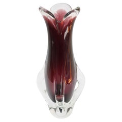Large 2.3 kg mouth-blown crystal glass vase clear purple by Joska Germany 1970