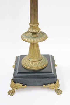 Großer antiker neoklassizistischer Kerzenständer aus Messing und Marmor, Frankreich, um 1900