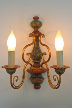 Florentine Hollywood Regency 2-Light Wall Sconce Italy 1970s 1 of 3