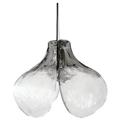 Murano Tulip ice glass pendant lamp Design Carlo Nason by Mazzega Italy 1970s