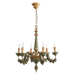 Hollywood Regency Hand Carved Florentine Chandelier Italy 1970