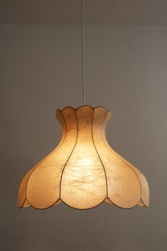 Lámpara colgante «Cocoon» de Goldkant con forma de campana y fibras de colores, de los años 70