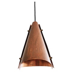 Danish Brutalist Hand-Hammered Copper Pendant Lamp by Es Horn 1960s 1 of 2