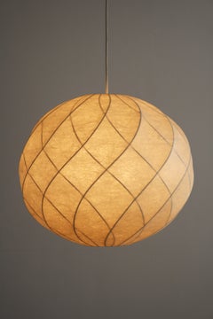 Lámpara colgante alemana de mediados de siglo con diseño de doble espiral tipo «cocoon», de Friedel Wauer, con ribete dorado, década de 1960