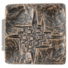 Brutalist Bronze Colored Push and Pull Front Door Handle, 1960s