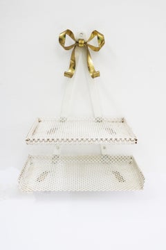 Hollywood Regency Wall Shelf in Perforated Metal Italy 1970s