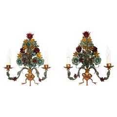 Ein Paar florentinische Wandleuchten im Hollywood-Regency-Stil, hergestellt in Italien in den 1960er Jahren, 2er-Set