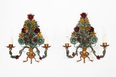 Ein Paar florentinische Wandleuchten im Hollywood-Regency-Stil, hergestellt in Italien in den 1960er Jahren, 2er-Set
