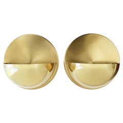 Lampade da parete minimaliste in ottone in stile Mid-Century Modern degli anni '60, set da 2