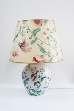 Large Hollywood Regency Floral Table Lamp from Porcelaine de Paris 1970s