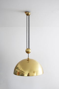 Solan Pendant Light Counterweight Lamp Polished Brass by Florian Schulz, 1970s
