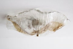 Lámpara grande de empotrar JT Kalmar de mediados de siglo, con cristal «Wave Ice», Austria, década de 1960