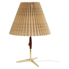 Mid Century Modern Tripod Table Lamp in Teak and Brass like Rupert Nikoll 1960s