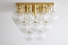Kalmar Pyramid Ice Glass Ceiling Light Muranoglass & Brass Austria 1960 1 of 2