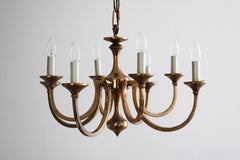Large Mid Century Italian Brutalist bronze chandelier 8-light Italy 1960s