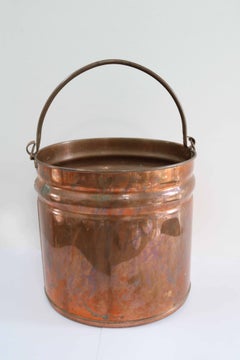 Large Danish copper bucket planter decorative handcrafted Denmark 1960s
