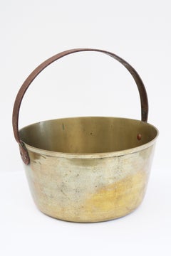 Large massive antique brass jam pot bucket planter handcrafted France 1880s