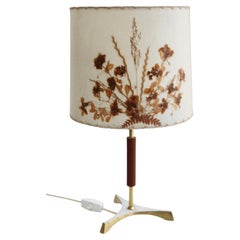 Mid Century Modern Tripod Table Lamp Teak and Brass attributet to Kalmar 1960s