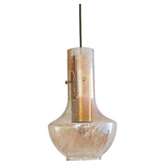 Mid Century Amber Bubble Glass Pendant Light from Leclaire & Schäfer 1970s