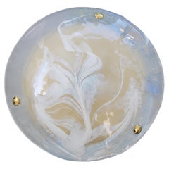 Large Mid Century Flush Mount Lamp in Marble Murano Glass by Hillebrand 1970s
