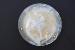 Large Mid Century Flush Mount Lamp in Marble Murano Glass by Hillebrand 1970s