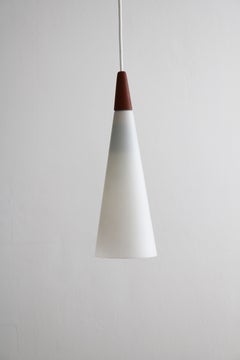 Trompet Pendant Lamp from Fog & Mørup Teak Opaline danish modern 1960s 1 of 2