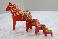 Collection of Swedish Wooden Dala Horse 1960s Designed Nils Olsson Set of 4