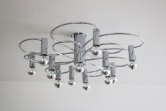 Large Cosack Swirl Sputnik ceiling lamp or wall lamp in chrome, Space Age, 1970s