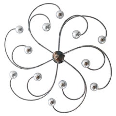 Large Cosack Swirl Sputnik ceiling lamp or wall lamp in chrome, Space Age, 1970s