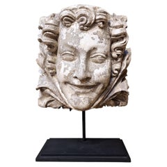 Antique Molded Plaster Mascaron, Classical Roman Style, France, 1950