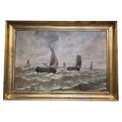 «Marine Bateaux en Mer», óleo sobre lienzo, De Stijl, finales del siglo XIX