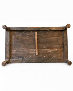 Antique Indian Carved Wood Low Table with Paw Feet