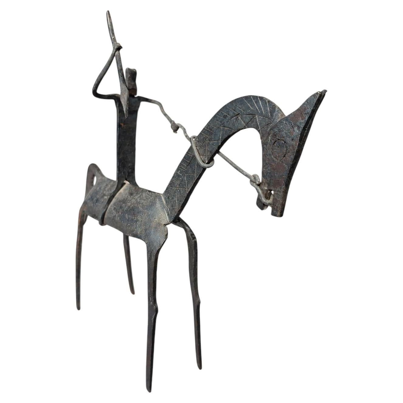 Dogon Wrought-Iron Horse and Rider Sculpture, Mali, 20th Century
