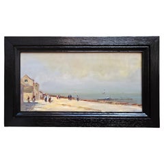 Christian Nepo (1941–2016) – Strandpromenade mit Segelbooten, Öl auf Holztafel, 20t