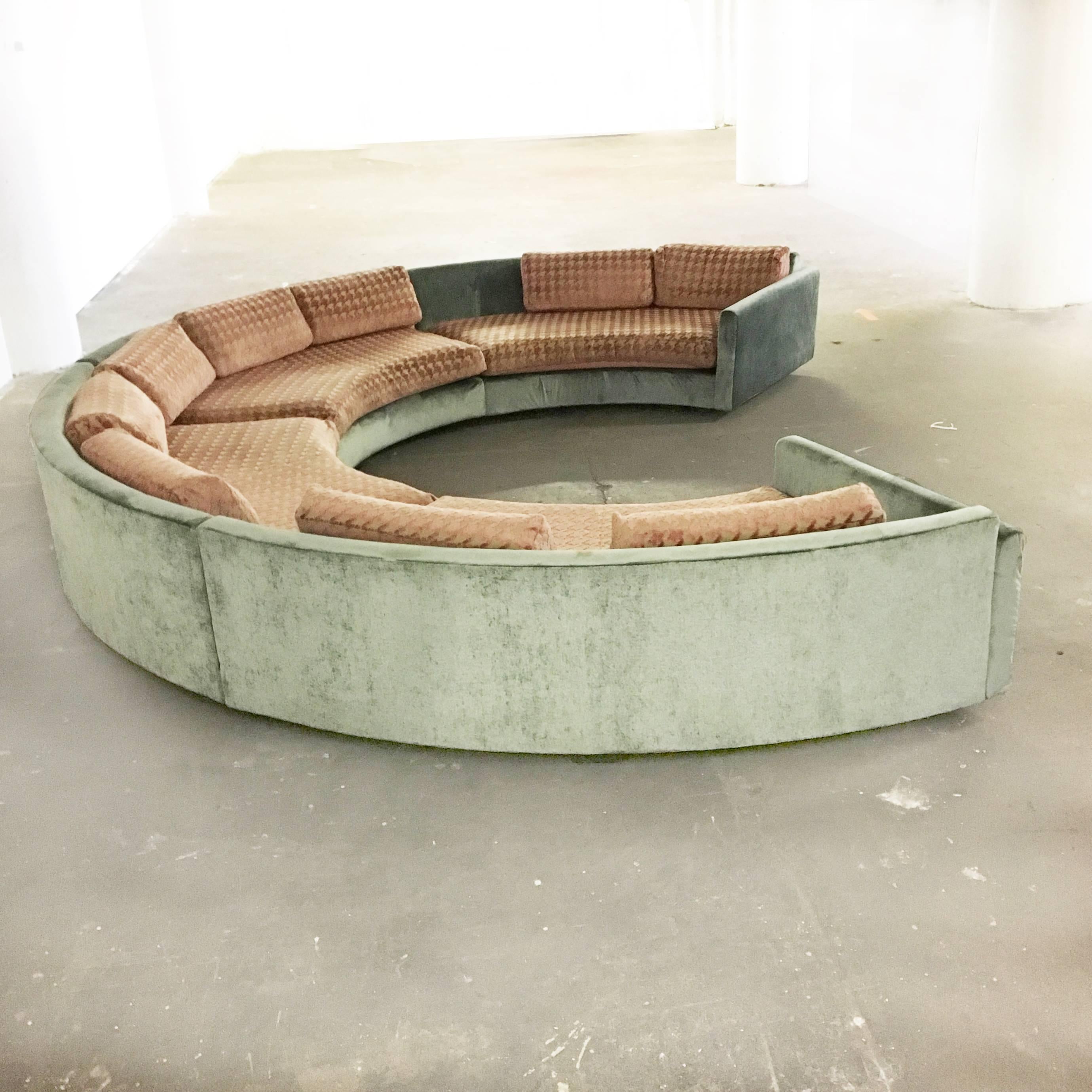 Large circular Adrian Pearsall sofa for Craft Associates. All original. COM option available. 

Detail dimensions are as follows:
 H 25.5