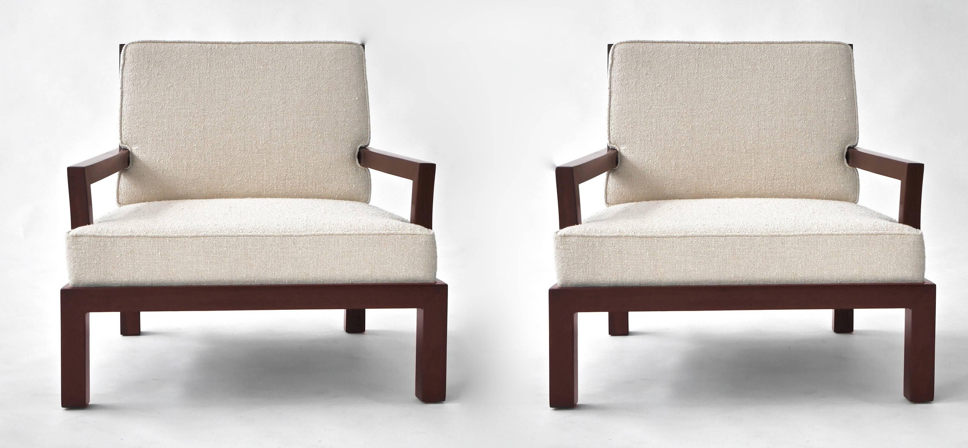 Silk Rare Michael Taylor Custom Armchairs For Sale