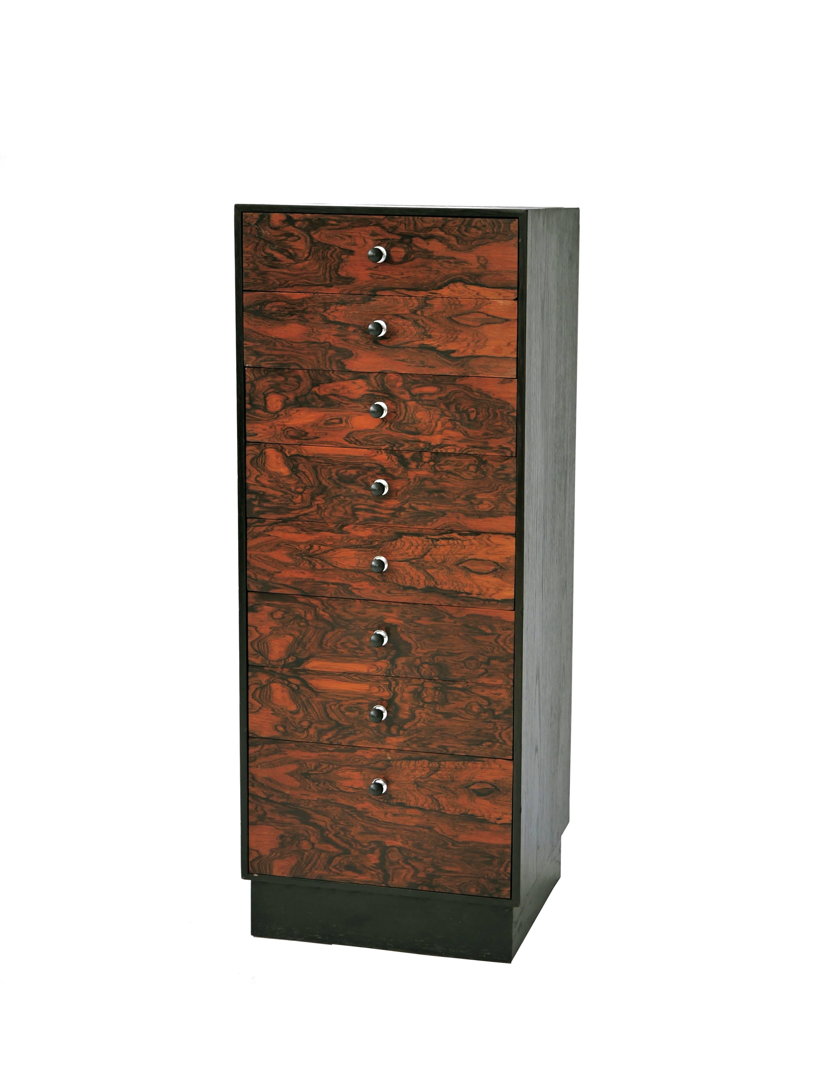 Ebonized Harvey Probber Eight-Drawer Rosewood Jewelry Cabinet For Sale