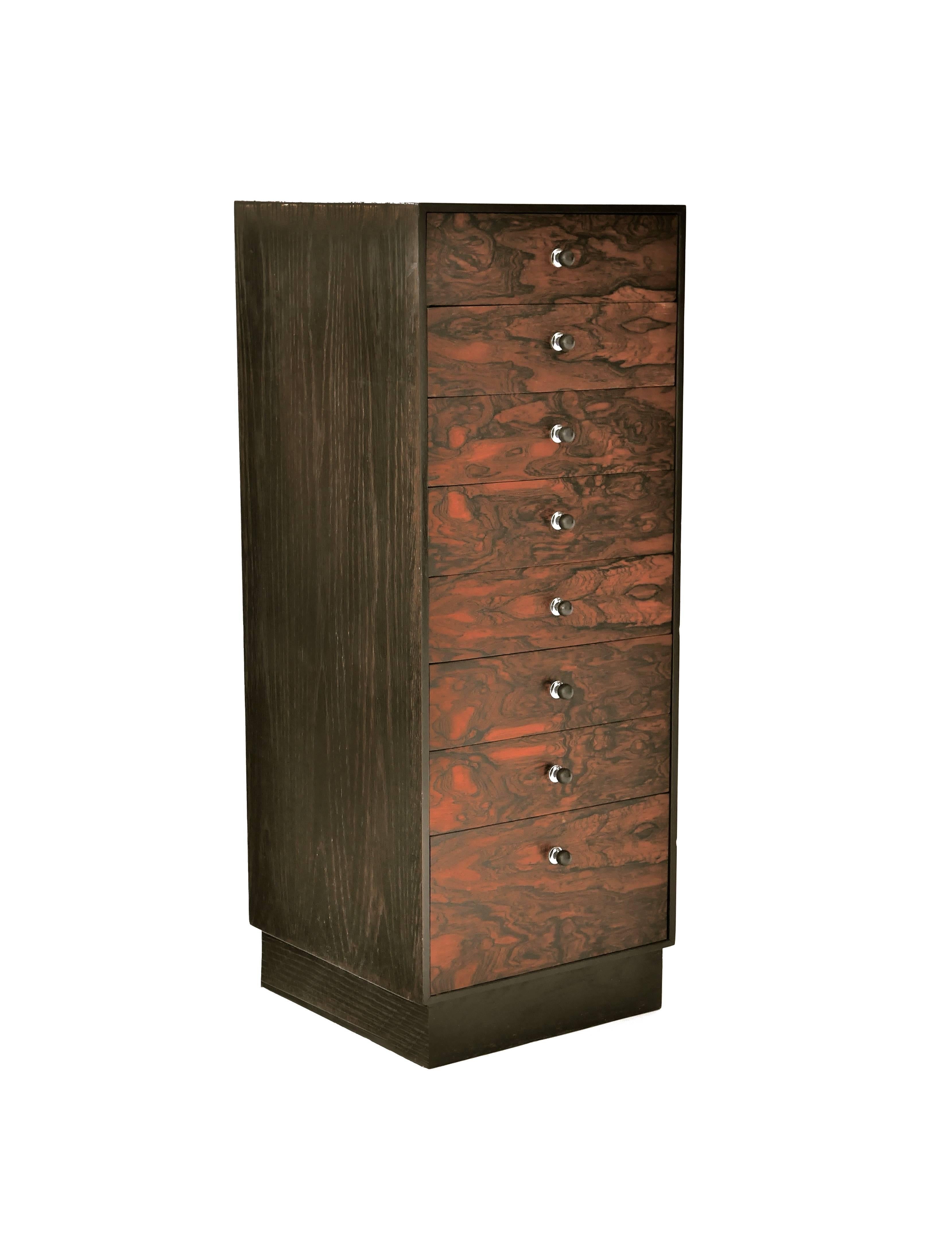 Harvey Probber eight-drawer rosewood jewelry cabinet.