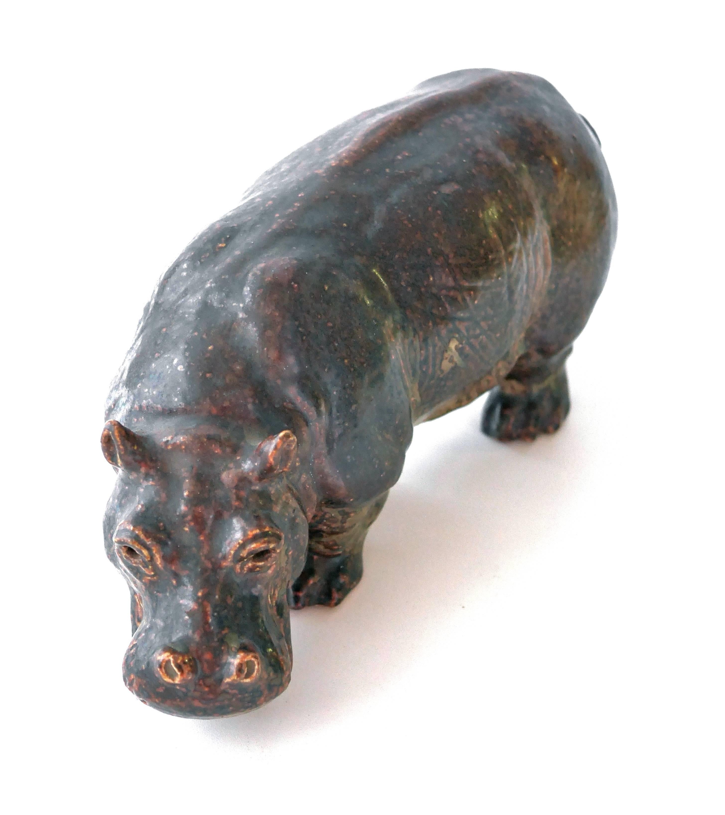 Scandinavian Modern Knud Kyhn Hippopotamus for Royal Copenhagen For Sale