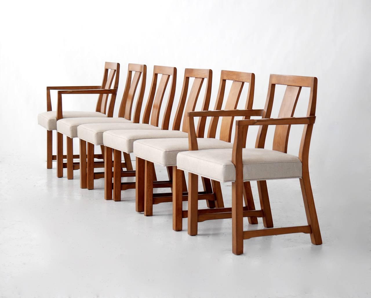 Six Edward Wormley Walnut Dining Chairs 2