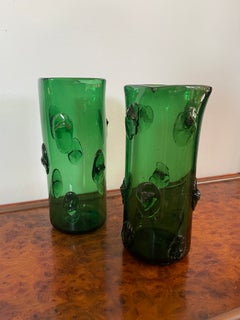 Pair of Empoli Glass Vases, 1960, Mid-Century