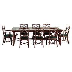 Ensemble table + 8 chaises en bambou, pièce originale des années 80, signée Dolce Far Niente
