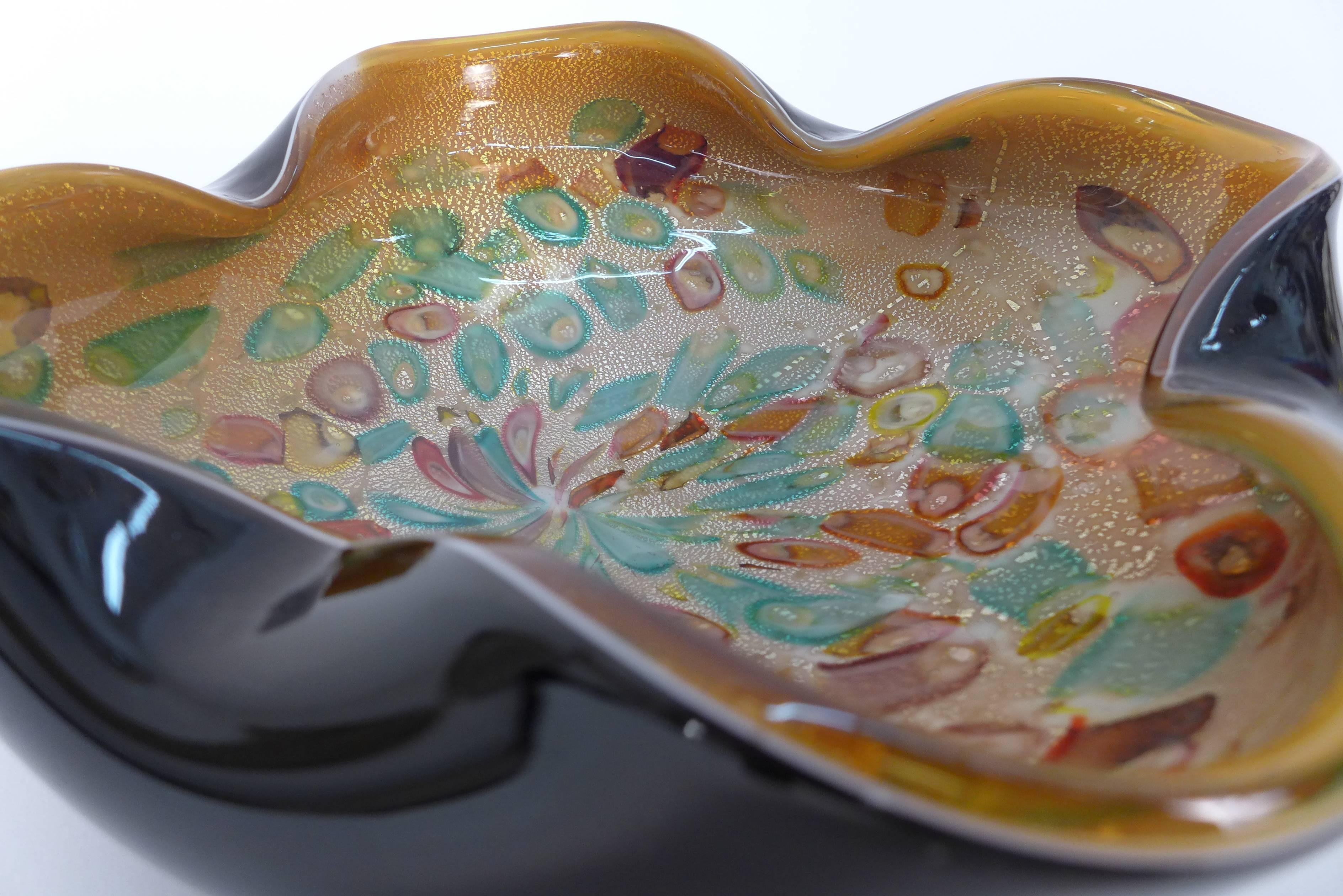 20th Century 1950s Murano Zanfirico Millifiore Tutti Frutti Bowl