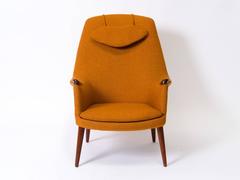 Gerhard Berg for L.K. Hjelle  Stol Scandanavian Teak Chair and Ottoman