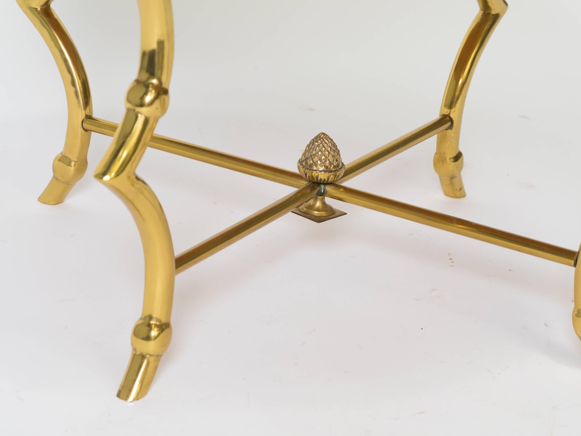 Mid-20th Century Brass Ram Hoof Table with Capiz Top