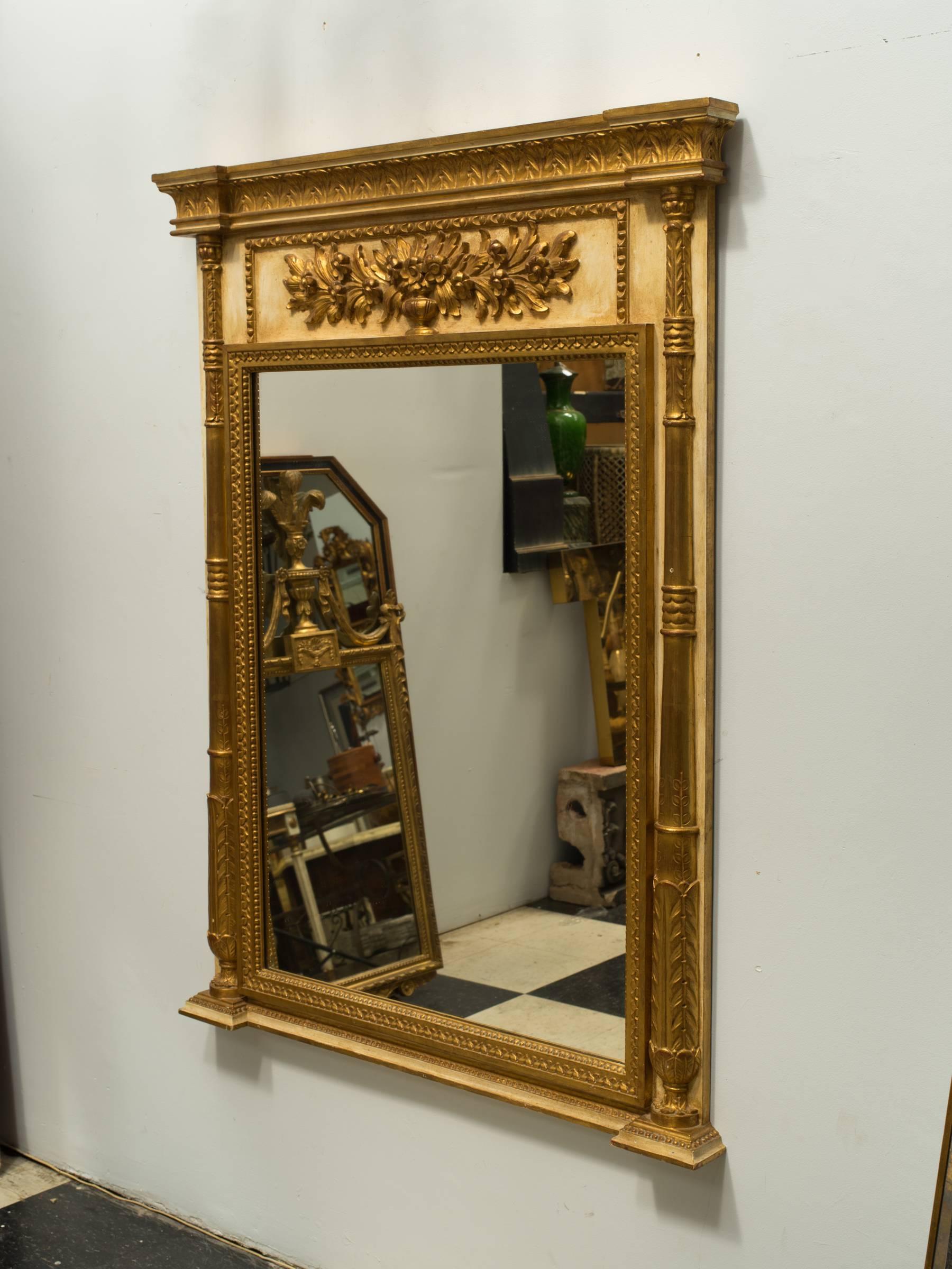 Wood and gilt 1960s trumeau mirror.