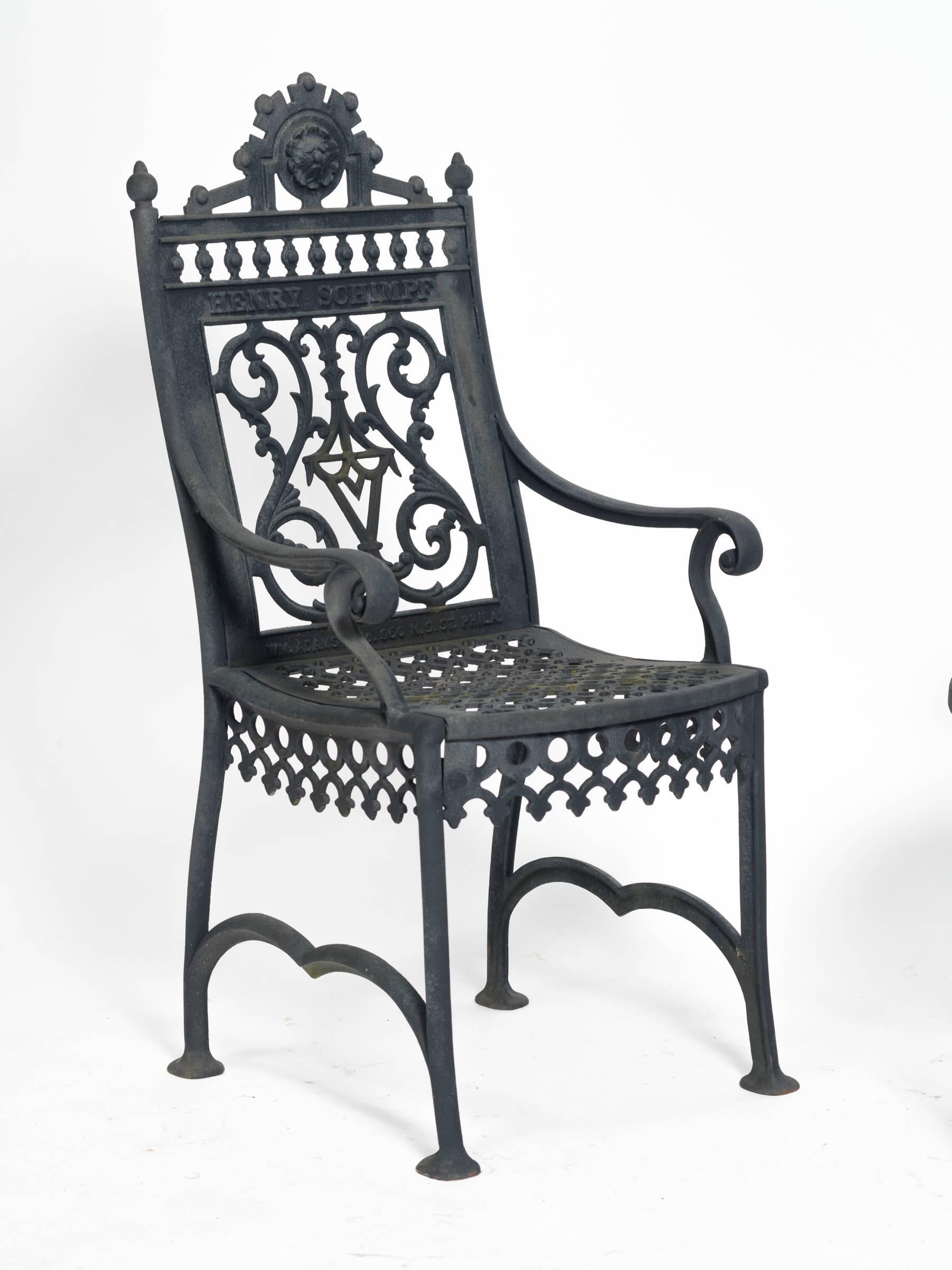 American 19th Century Pair of Iron Cemetery Chairs