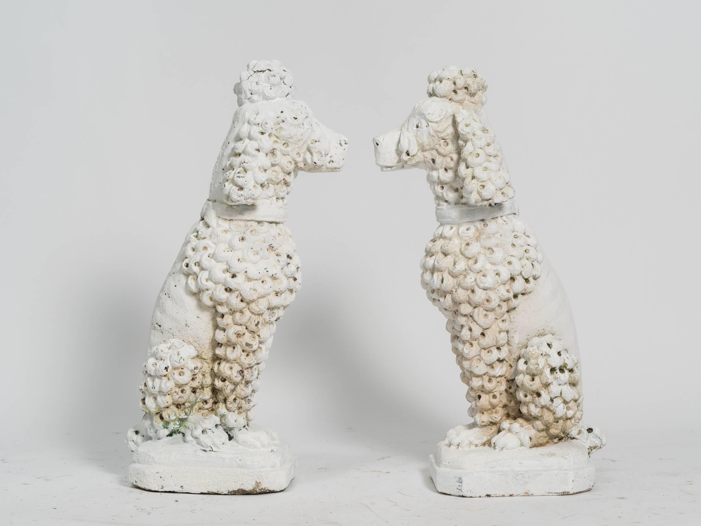 Pair of 1950s Concrete Poodles In Good Condition In Tarrytown, NY